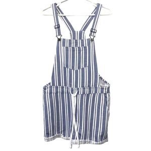 Wallflower Striped Shorts Overalls Medium M Blue White Bib Front Summer Boho